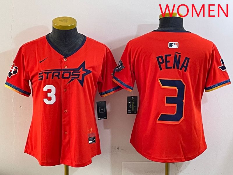 Women Houston Astros 3 Pena Orange Fourth generation Joint Name Nike 2025 MLB Jersey style 2